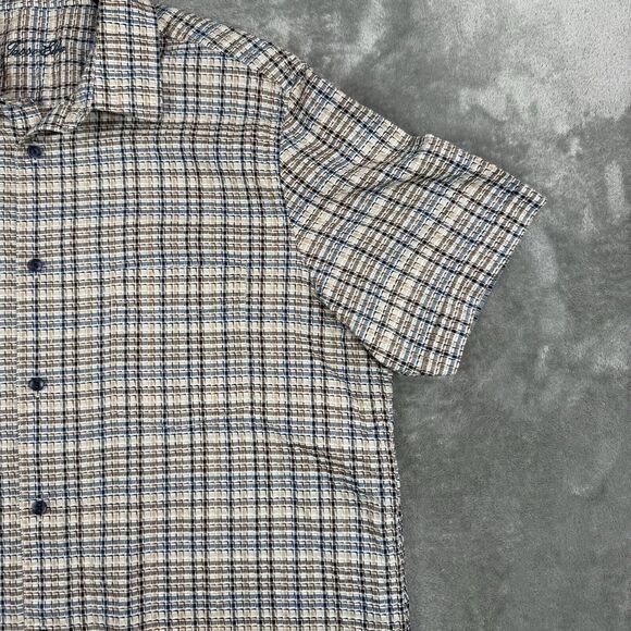 Tasso Elba Button Down Shirt Mens XL Khaki Marche Plaid And Tribal Lot Of 2 - Picture 9 of 16
